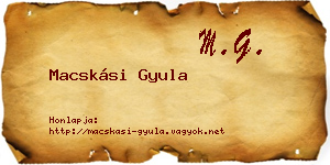 Macskási Gyula névjegykártya